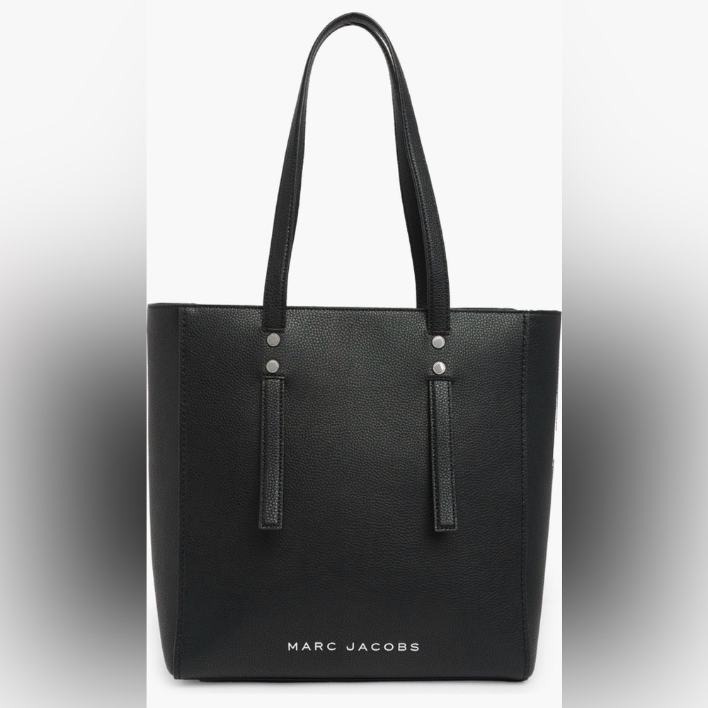 Marc Jacobs Black Pebbled Leather Tote Bag Zip Top Large Shoulder Authentic NWT